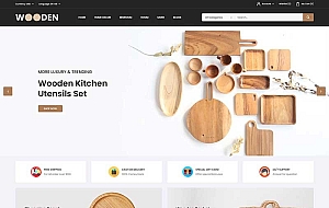 白色简洁的木制工艺品商店网站模板