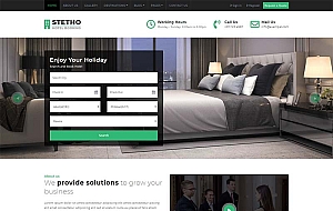 用途绿色风格酒店房间预订类静态网页html网站模板