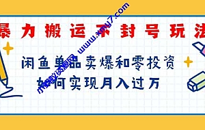 暴力搬运不封号玩法,闲鱼单品卖爆和零投资如何实现月入过万