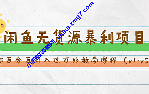 斜杠蜻蜓·闲鱼无货源暴利项目:让你百分百月入过万的教学课程(v1-v5班)