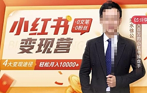 【小红书变现】0文笔0粉丝,4大变现途径带你玩赚小红书,轻松月赚10000+!