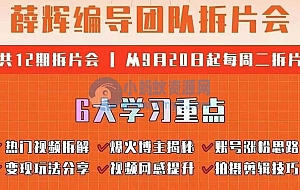 薛辉编导团队拆片会:热门视频拆解,爆火博主揭秘,账号涨粉思路,变现玩法分享等
