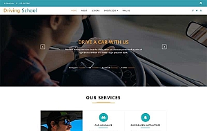 蓝色Bootstrap大气的国外驾校网站静态网页模板