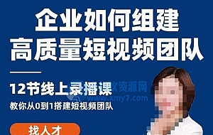 企业如何组建高质量视频团队,12节课教你从0到1搭建短视频团队