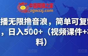 抖音直播无限撸音浪,简单可复制,偏门玩法,日入500+(视频课件+核心资料)