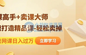 靠卖网课日入过万《造课高手+卖课大师》快速打造精品课-轻松卖掉