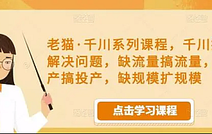 老猫·千川系列课程,千川投放解决问题,缺流量搞流量,缺投产搞投产,缺规模扩规模