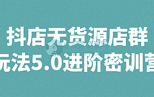 抖店无货源店群玩法5.0进阶密训营