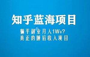 知乎蓝海玩法,躺平副业月入1W+,真正的睡后收入项目