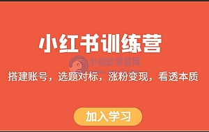 小红书训练营,搭建账号,选题对标,涨粉变现,看透本质