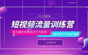 短视频流量训练营:百万操作手,抖音变现王中王,能力超强