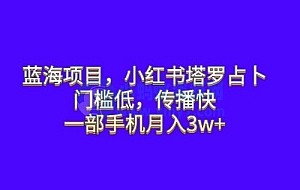 蓝海项目,小红书塔罗占卜:门槛低,传播快,一部手机月入五位数