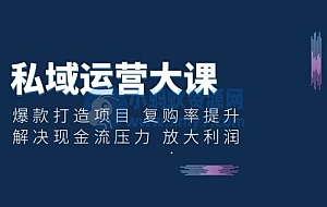 私域运营大课:爆款打造项目,复购率提升,解决现金流压力,放大利润