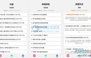 抖音、百度、哔哩哔哩热搜热榜单页的HTML源码